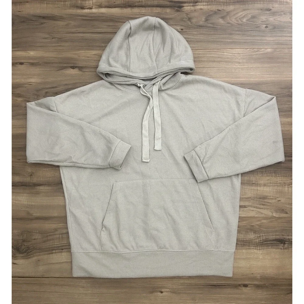 Zara Men's Pullover Hoodie Knitted Sweater Size Medium Beige‎